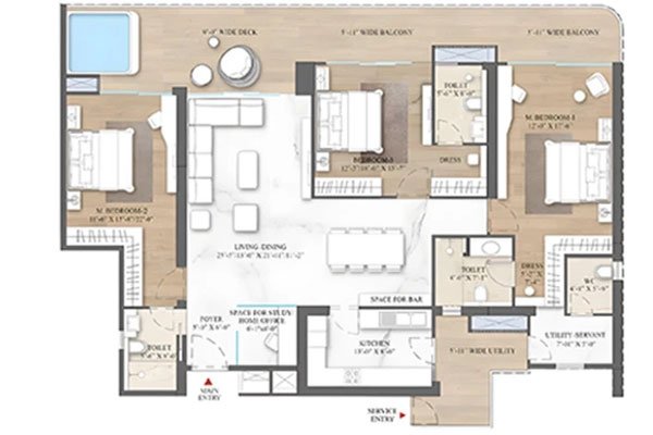3 BHK Floor Plan