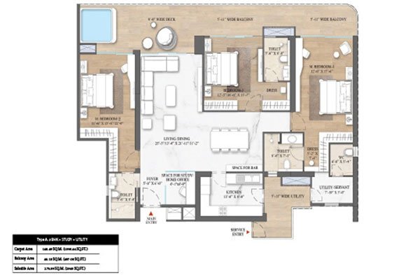 3.5 BHK Floor Plan